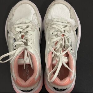 Adidas Women's White and Coral Sneakers